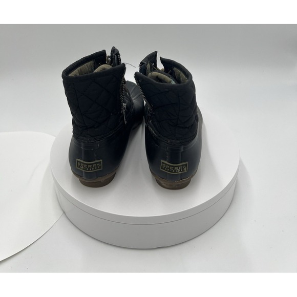 Sperry Waterproof Duck Boots Womens Size 7.5 M Black Rubber Lace Up Zip STS94063 - Picture 3 of 7